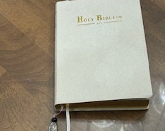 Religious Book - Holy Bible- Vintage King James version-Jeweled bookmarks included- All black print pages.