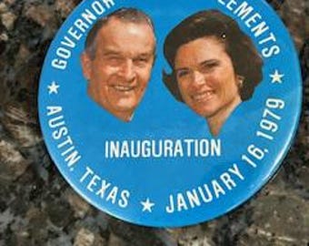 Political Button - Governor and Mrs. Clements Inauguration Celebration Button - Jan. 16, 1979 - Nice condition.