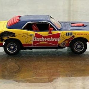 Vintage Dinky '71 Plymouth Cuda Race Car – Budweiser 1/43 Scale Model