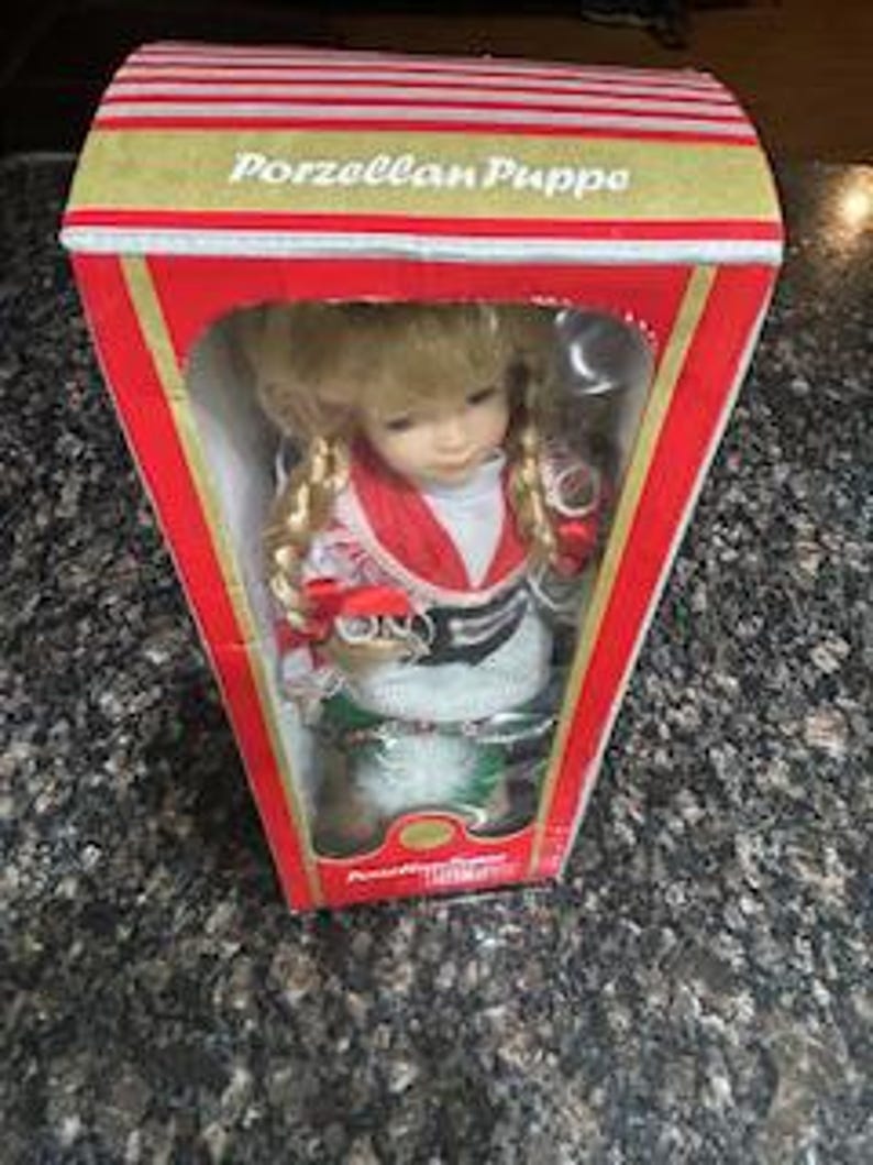 Vintage Porcelain Doll – Collectible Foreign Porzellan Puppe, Original Box imagem 7
