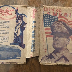 Military : Antique WWII General Douglas MacArthur Book Cover and 1942 Soldier&#39;s individual  Pay Wages record Book