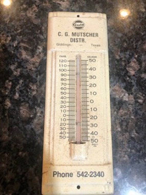 Gulf Thermometer Vintage Gulf Metal Thermometer C.G. Etsy