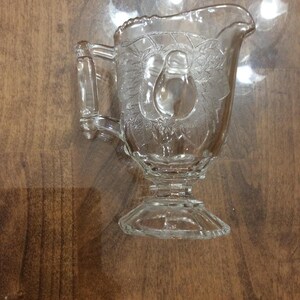 Glass Creamer : Decorative Vintage Pear design etched glass creamer- Beautiful condition - 1940&#39;s era.