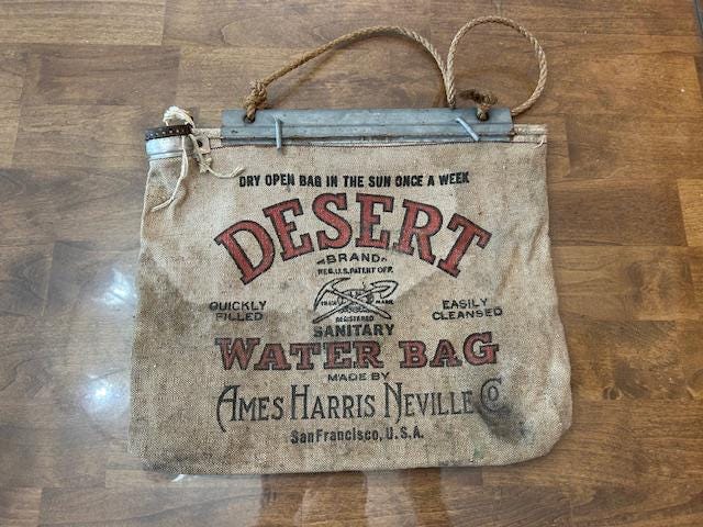 Sac à Eau Vintage Désert En Toile Beige - Bouchon Liège, Pour Camping