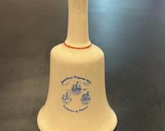 Vintage Jamestown VA Ceramic Hand Bell: 1607 Commemorative