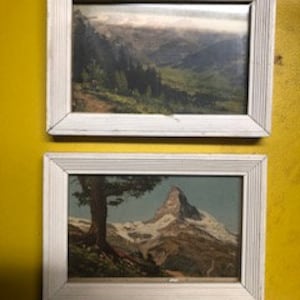 Switzerland Framed antique Post Cards- Pair
