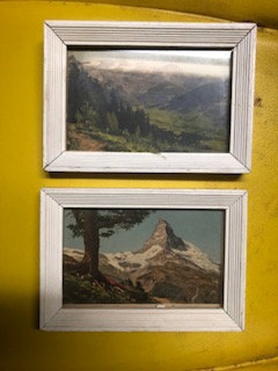 Switzerland Framed antique Post Cards - Pair