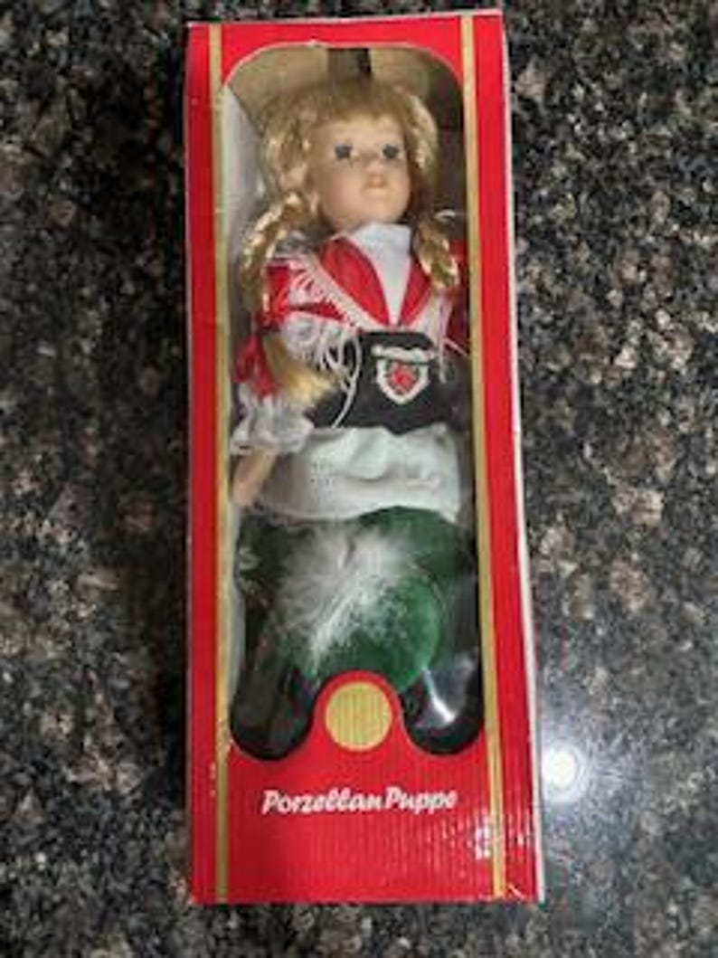 Vintage Porcelain Doll – Collectible Foreign Porzellan Puppe, Original Box imagem 1