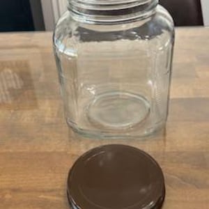 Glass Coffee jar- Vintage 1940's era Hazel Atlas style glass one gallon coffee jar with lid - collectible
