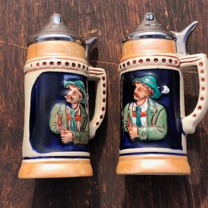 Vintage Stein Salt and Pepper shakers - Thick glazed ceramic shakers