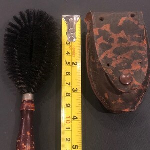 Small Travel Hand Brush with Leather Case antique image 6