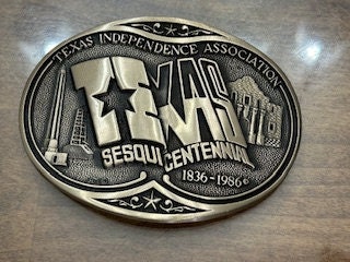 Texas Sesquicentennial Solid Brass Western Belt Buckle 