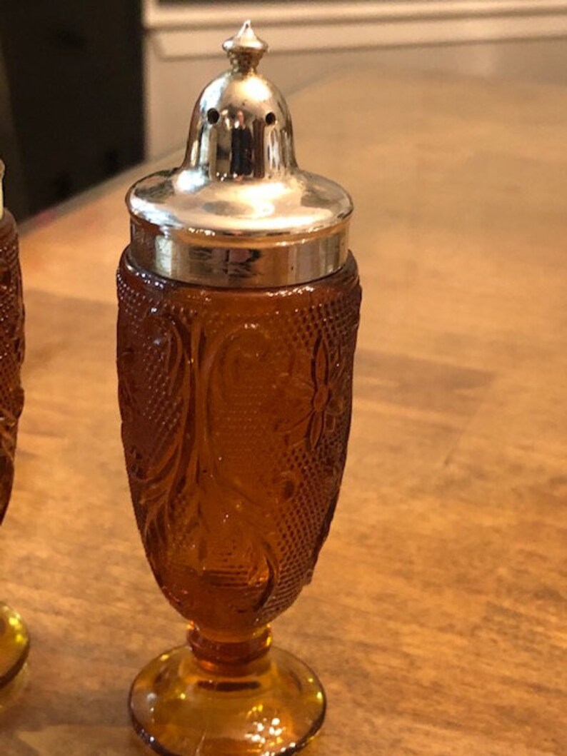 Antique amber Indiana Glass Salt and Pepper Shaker Set
