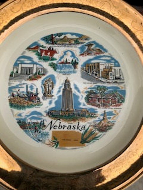 Collector Plate Gold Trim 10'' Nebraska collectors … Gem
