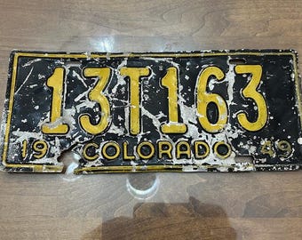 1949 Colorado License Plate 13T163 - Vintage Aluminum Plate, Fair Condition