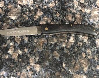 Black Angus Sodbuster Pocket Knife: Single Blade Wood Handle