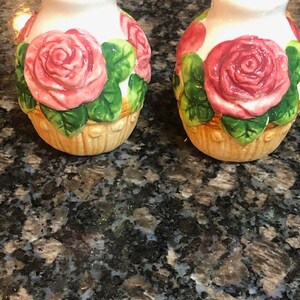 Salt and Pepper shakers: Vintage Rose Theme ceramic S&P shakers.