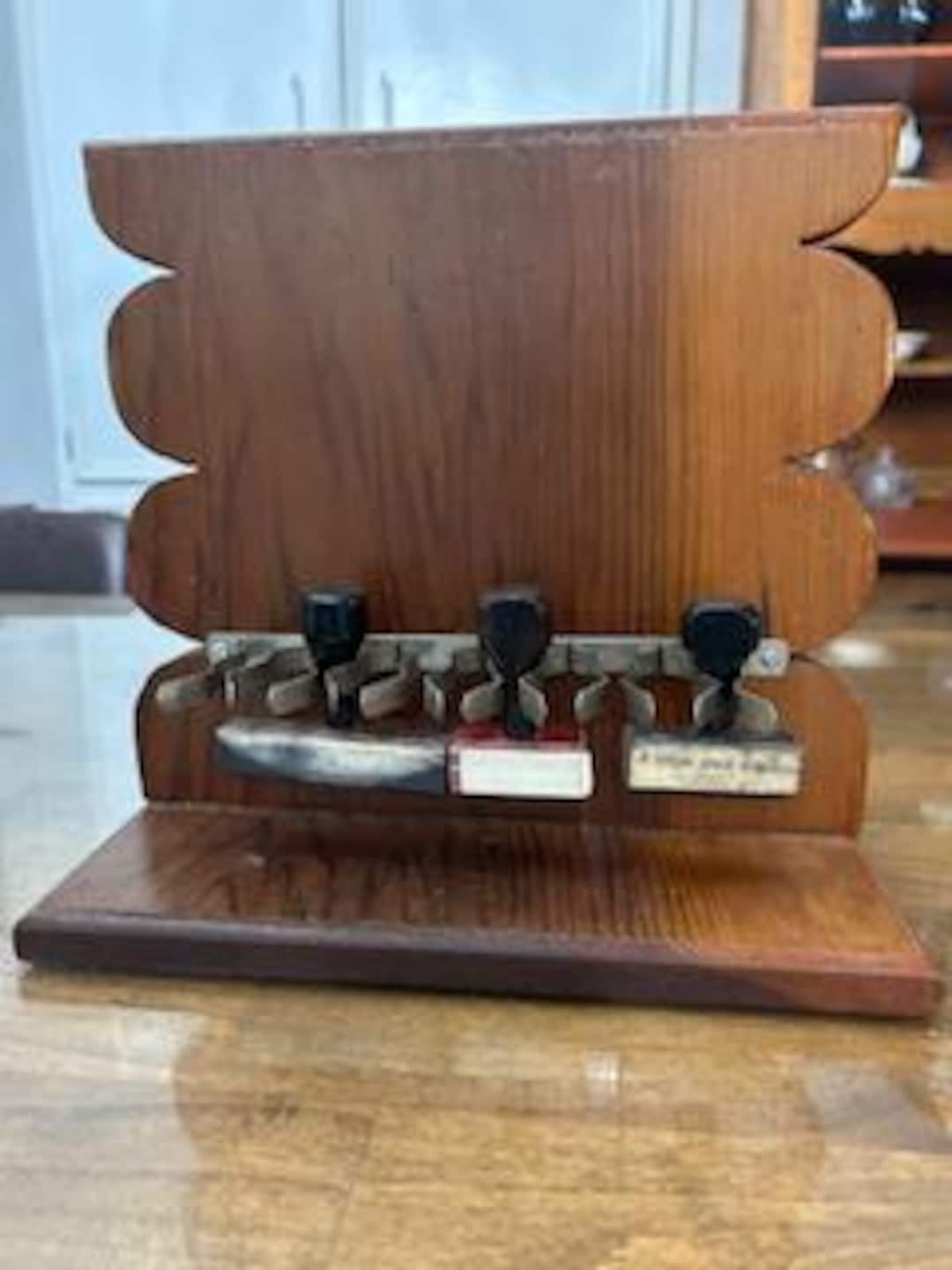 Vintage Wood Rubber Stamp Holder With Stamps – 12-capacity Rack, Office Decor - Etsy