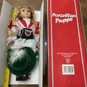 Vintage Porcelain Doll – Collectible Foreign Porzellan Puppe, Original Box imagem 8