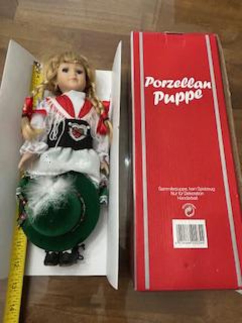 Vintage Porcelain Doll – Collectible Foreign Porzellan Puppe, Original Box imagem 8