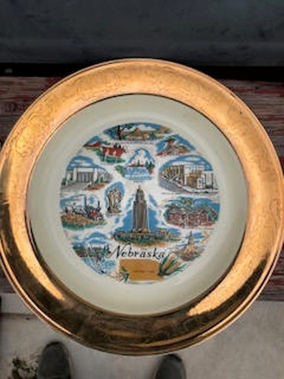 Collector Plate Gold Trim 10'' Nebraska collectors … Gem