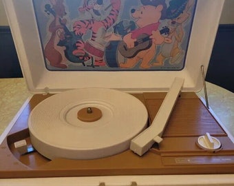 Winnie The Pooh Record Player Vintage solid state phono system Sears Disney 1970