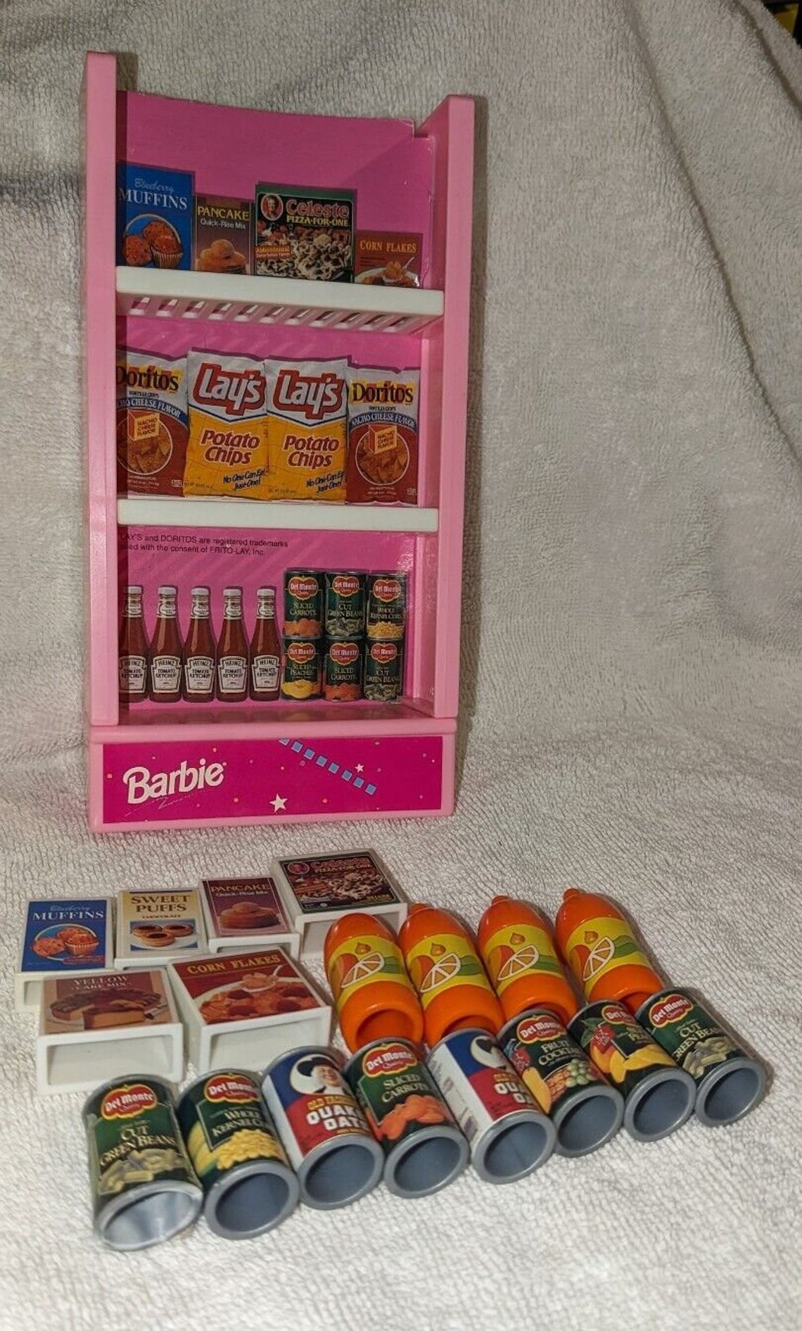 Barbie Grocery Set 7296 Vintage 1991 Mattel Soda Pop Potato Chips Snacks Drinks Mini Food Items