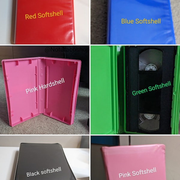 Replacement VHS Tape Clamshell Case Hardshell and Softshell Various Colours Used