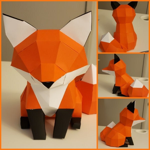 Diy Papercraft Fox Etsy