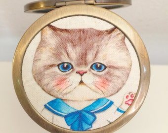 Compact mirror/ Poket mirror/Purse mirror/Bridesmaid gift/Kitty mirror