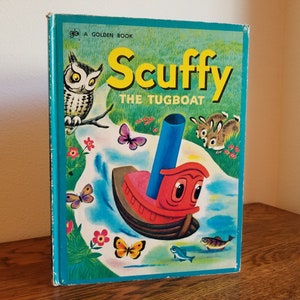 Vintage 1955 Scuffy the Tugboat Golden Book, Illustrated Hardcover