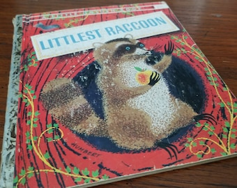 Vintage 1961 Littlest Raccoon by Peggy Parish and Pictures by Claude Humbert, A Little Golden Book, Hardcover, Collectible