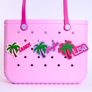 Personalized Acrylic Name Charm for Bogg Bag: Palm Beach Tote Accessory
