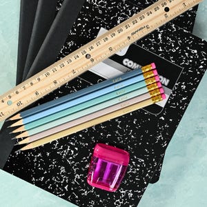 Foil Stamped Personalized Pencils: Beach Colors, Back to School