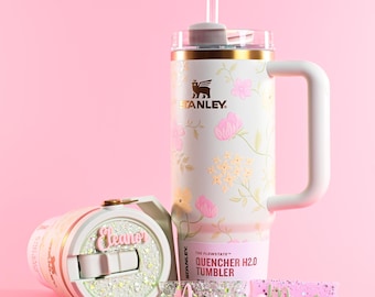 Colección especial Flores de Primavera / Etiqueta decorativa personalizada para Stanley Quencher e IceFlow de 20 oz, 30 oz, 40 oz y 64 oz.