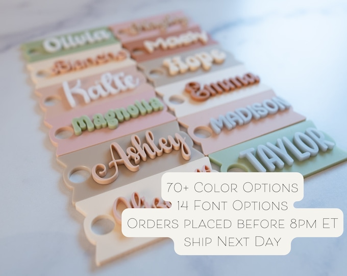 Topper Tag Personalized Stanley Tumbler Name Plate Tag Accessories for H2.0 Quenchers 14oz, 20oz, 30oz, 40oz, 64oz (must indicate size)