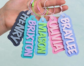 Personalized Color Mix Bag Tag Keychain | Quick Shipping | Custom Name Backpack Tag