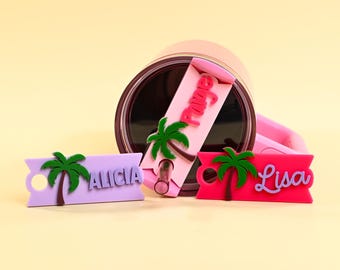 Topper Tag for Quencher - Palm Beach | Personalized Stanley Tumbler Name Plate Tag | Accessories for H2.0 Quenchers 20oz, 30oz, 40oz, 64oz