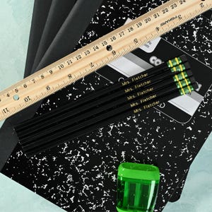 Foil Stamped Personalized All Black Ticonderoga Pencil Set | Custom Teacher Pencils | Personalized Pencils for Kids | Back to School
