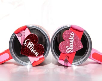 Valentine Heart Personalized Tumbler Tag for 20oz, 30oz, 40oz, and 64oz Stanley Quenchers