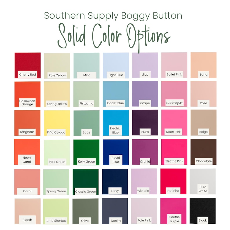 Southern Supply's Monogram Boggy Button Custom Tote Bag Charm's solide color options
