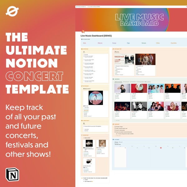 The Live Music Dashboard - Your personal concert companion in Notion