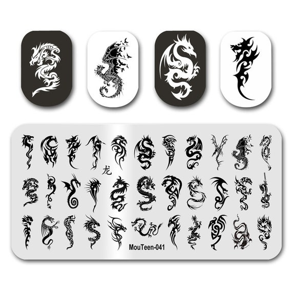 Chinese Dragon Nail Transfer Stamping Nail Stamper Template Etsy