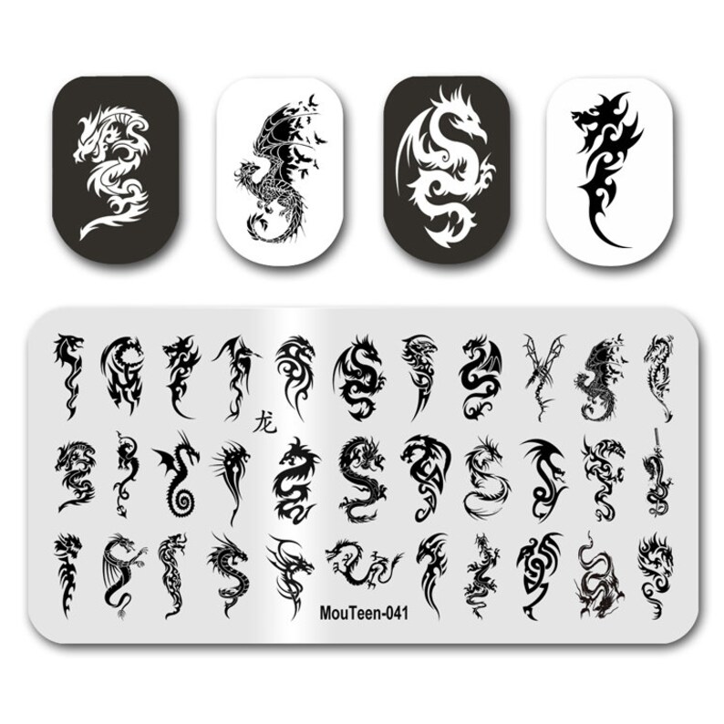 Chinese Dragon Nail Transfer Stamping Nail Stamper Template Etsy Denmark