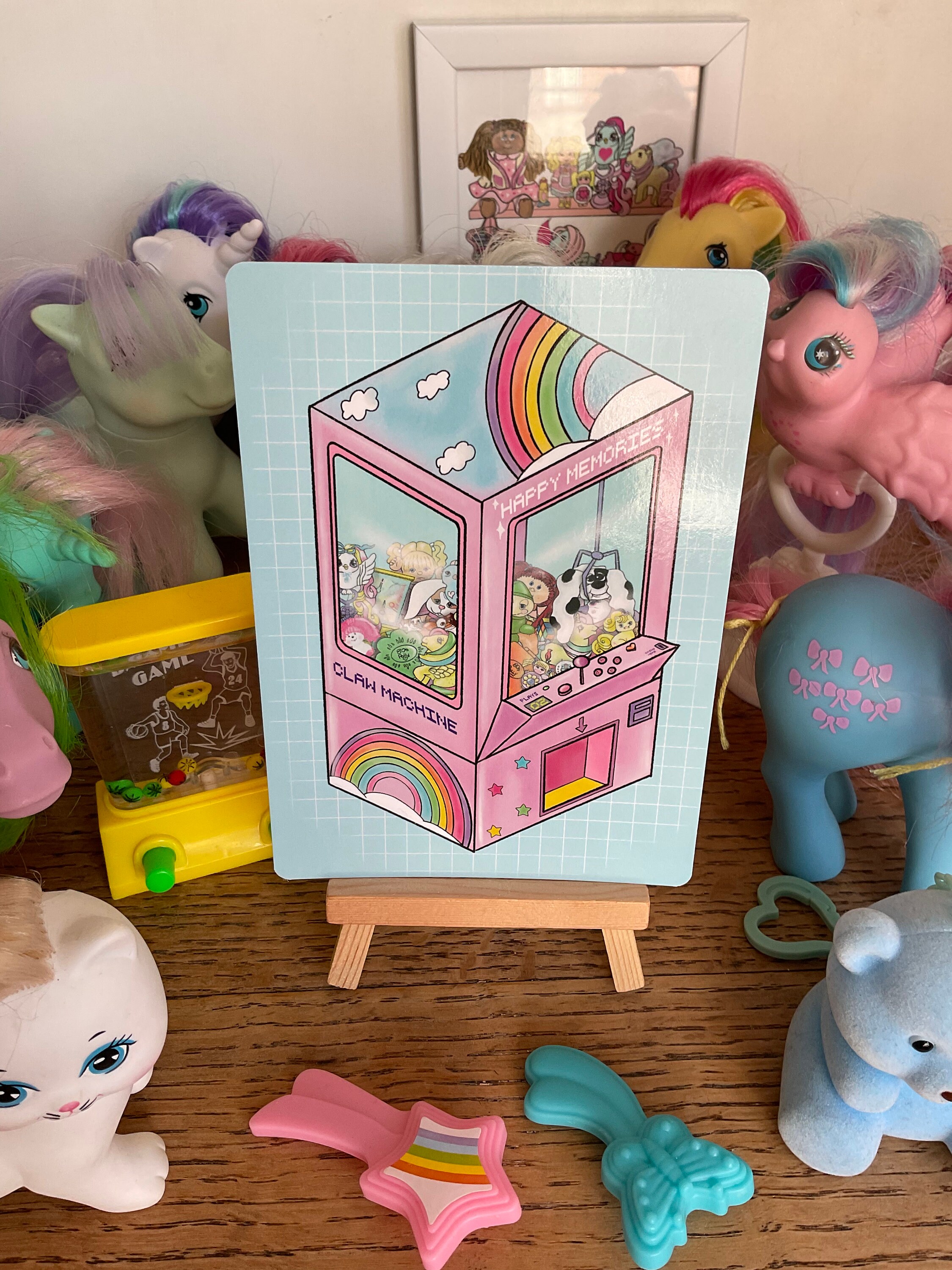 Happy memories Claw machine postcard
