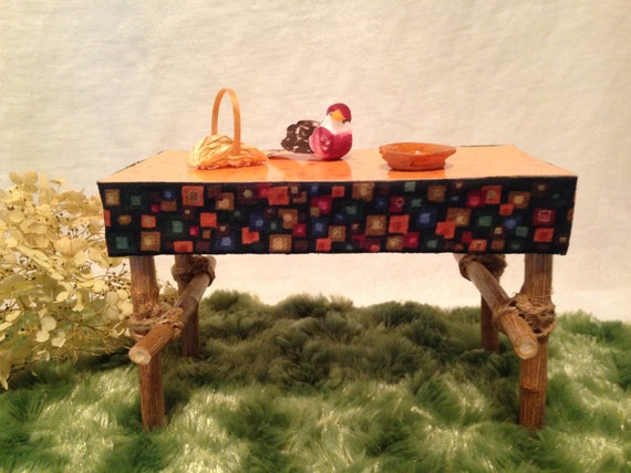 Paper Mache And Twig Fairy House Furniture Miniature Kitchen Etsy