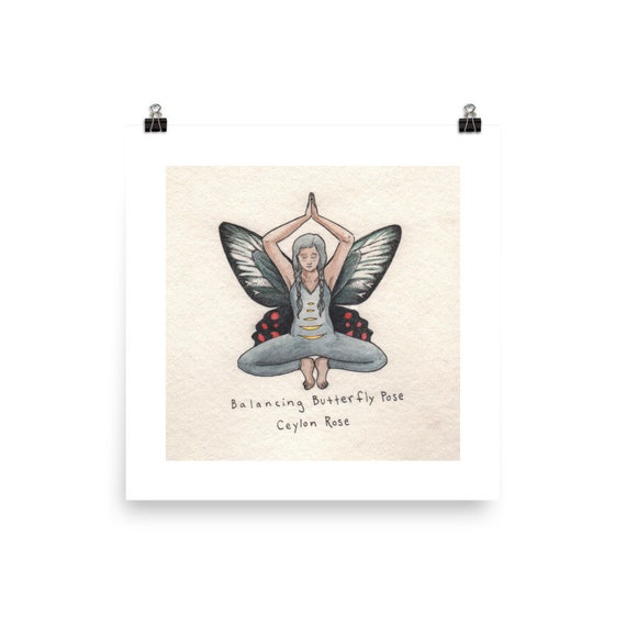 Balancing Butterfly Pose Yoga Print Etsy