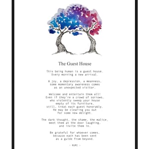 The Guest House by Rumi, instant download, printable, everyday inspiration, reminder, picture present, wall decor.