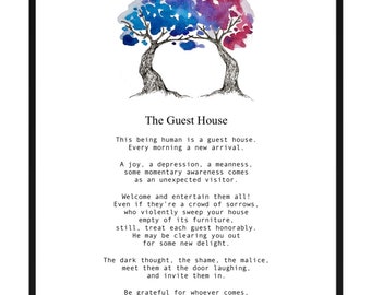 The Guest House by Rumi, instant download, printable, everyday inspiration, reminder, picture present, wall decor.
