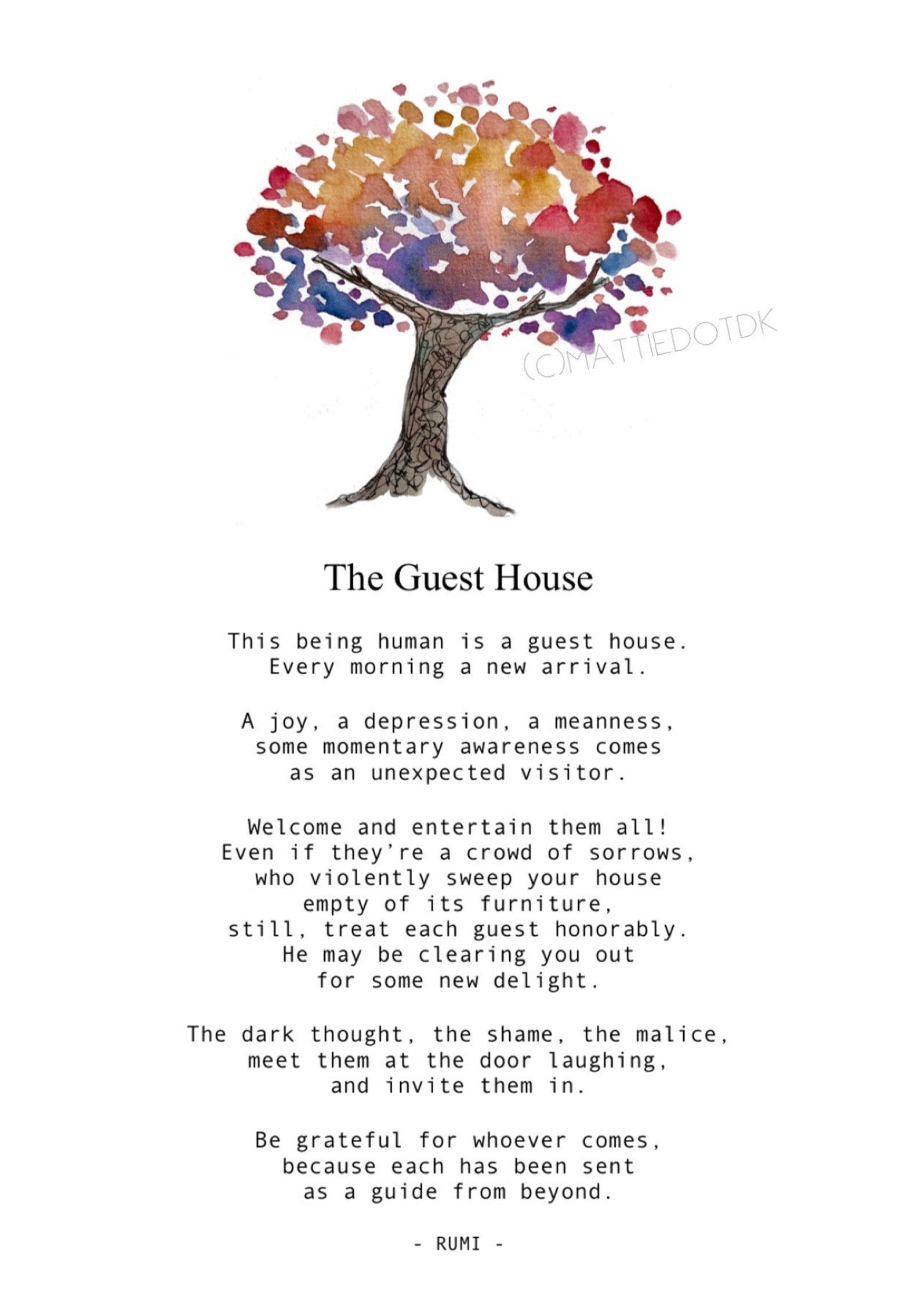 The Guest House by Rumi Instant Download Printable Everyday Etsy